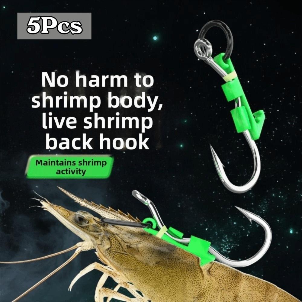 5Pcs Sharp Barbed Luminous Live Shrimp Hooks Anti-entanglement Fishing Hooks String Hook  for Shrimp