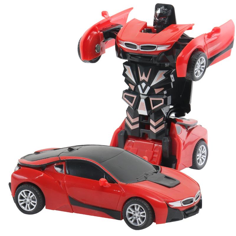 One-Key Transforming Bugatti Pull-Back Car Robot Toy