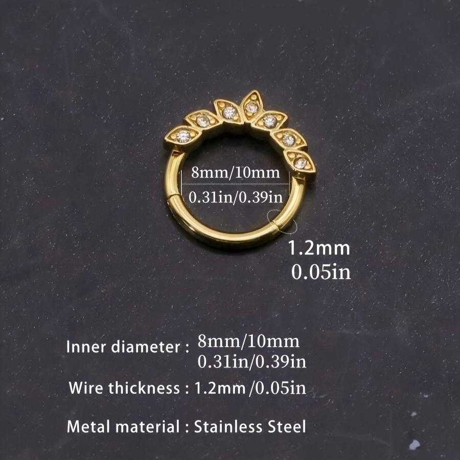Gold Plated Stainless Steel Nose Ring Synthetic Zircon Septum Piercing Jewelry For Everyday Wear Gift