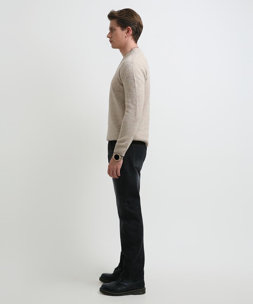 Seuteulaikeu Fine Blend Classic Crew Neck Knit (Beige)