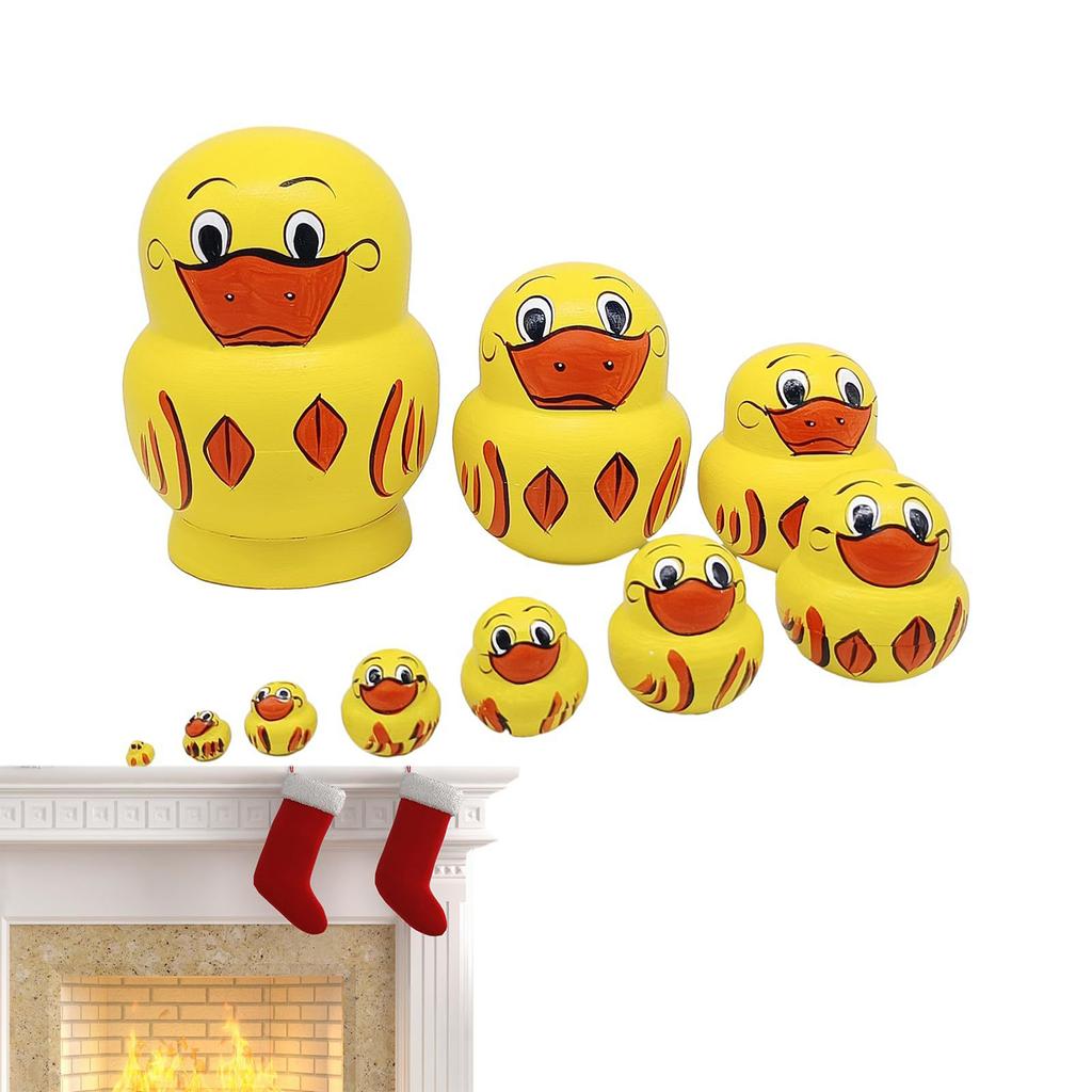 Vibrant 10 Piece Russian Duck Nesting Figurines Unique and Decorative Figurine Statue Ornaments for Office or Desk Decor