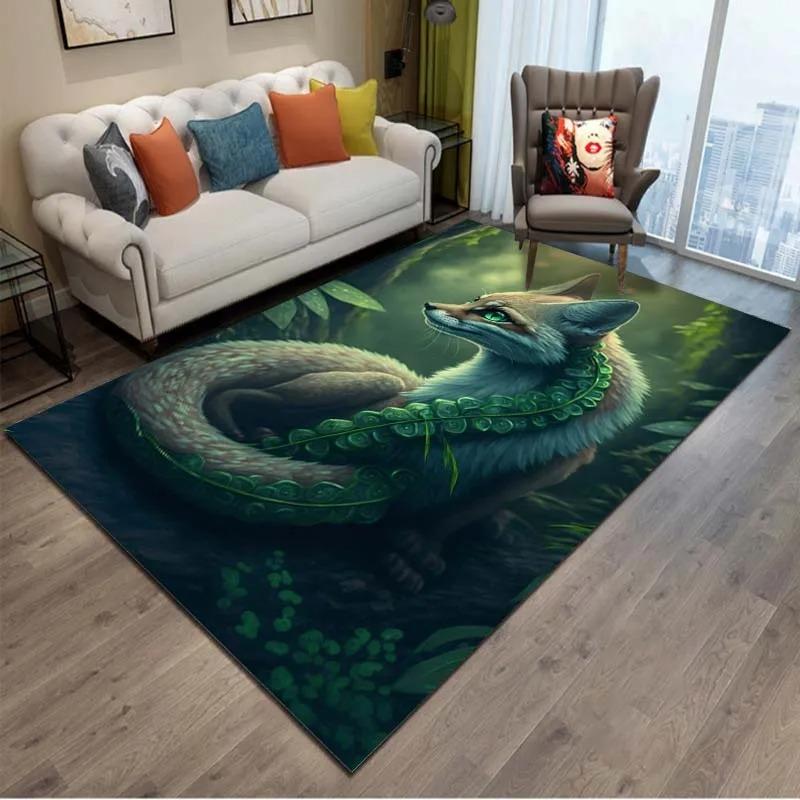 Cartoon Animals Colour Fox  3D Print Rug Carpets for Living Room Home Decor Carpet Children Bedroom Play Soft Non-slip Large Mat