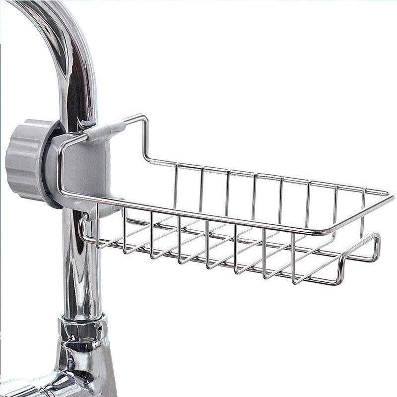 Stainless Steel Kitchen Sink Storage Rack with Sponge and Dish Rag Holder