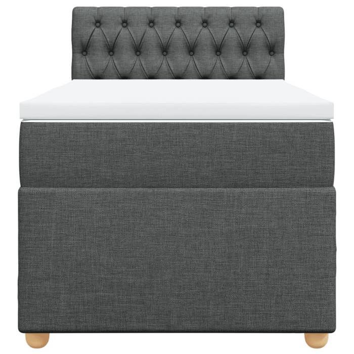 Maison Exclusive - Sommier à lattes de lit avec matelas Gris foncé 90x200 cm Tissu