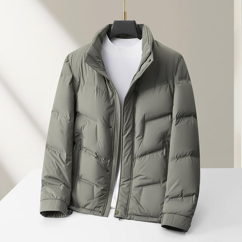 Mens Winter Down Jacket With Stand Collar Zipper Lightweight Warm Casual Outerwear 90% Duck