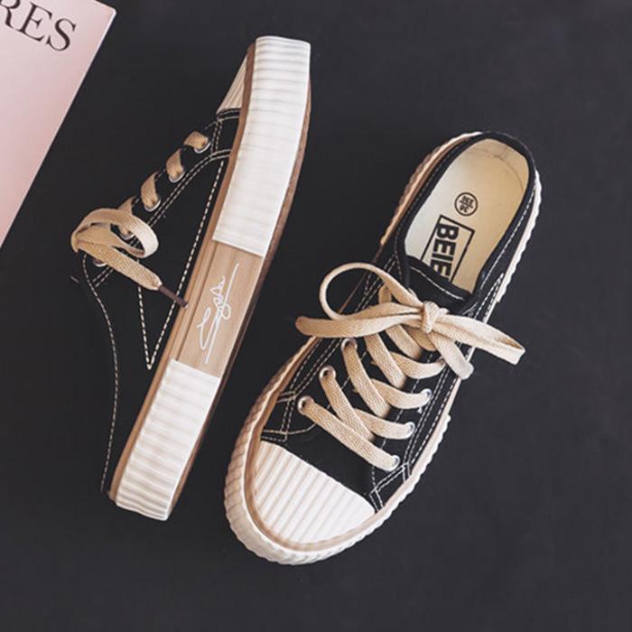 2024 Summer Women's Canvas Slip-On Low-Top Biscuit Half-Slippers