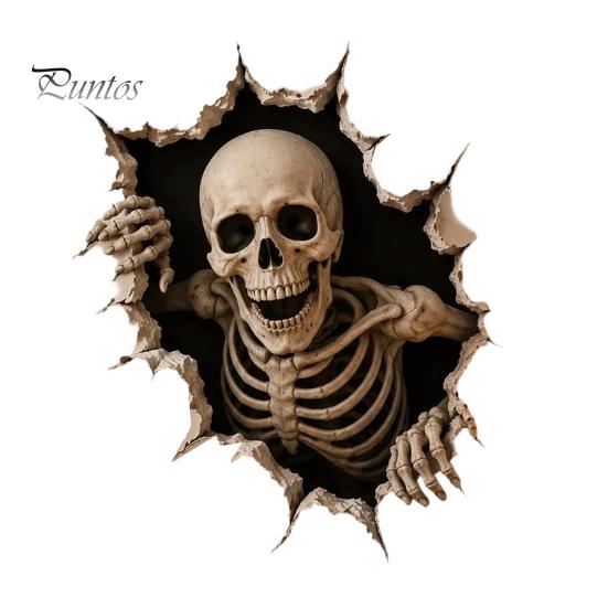 Festive Wall Art for Living Room Halloween Break-in 3D Decals, Illusion Effect Spooky Breaking Through Seasonal Home Accents Sticker, Horror