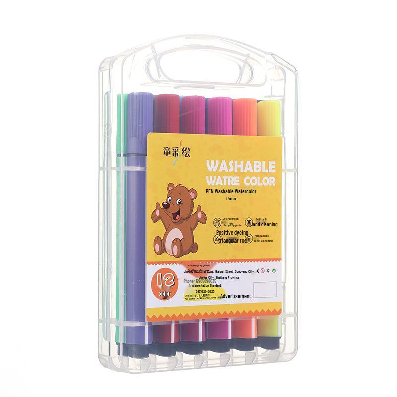 

Washable Children s Triangle Grip Watercolor Pens Set - Large Capacity Soft Tip Brushes for Painting Watercolor Pens