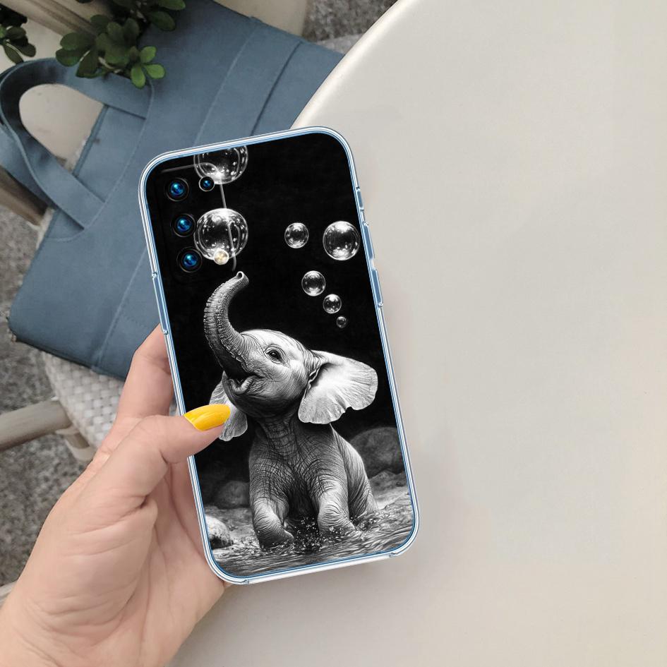 PP2 Animal Elephant Soft Shell Transparent Phone Case for Motorola Moto G7 G8 G9 G84 G85 G73 G24 G15 Z2 Play Power Plus