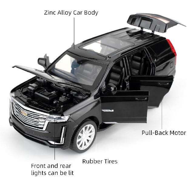 1:32 Scale Car Model Compatible for Collectible Escalade SUV Diecast Toy Vehicle, Zinc Alloy Pull Back Toy Car with Sound and Light for Adult Boys