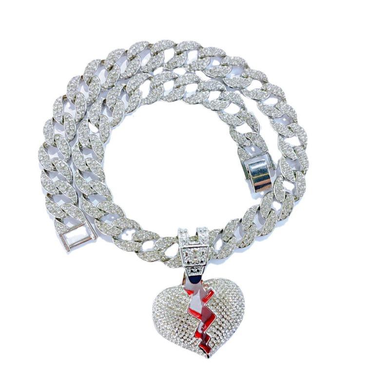 Hip Hop Persönlichkeit Liebe Anhänger Herren Diamant Halskette HIPHOP Schmuck Europäische und Amerikanische Cubanische Kette Bemalter Öl Herz Anhänger