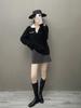 Women's European Style Cloud-Soft Cashmere Sweater, Thick, Loose Fit with Pockets, Perfect for Autumn/Winter