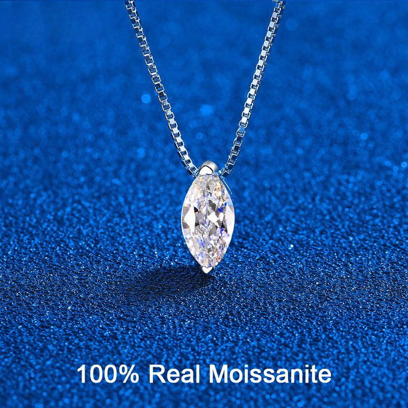 

D цвет 1 карат огранка «маркиза» Муассанит ожерелье для женщин коробка-цепочка 5*10 мм камень S925 стерлингового серебра кулон лабораторные ювелирные изделия с бриллиантами