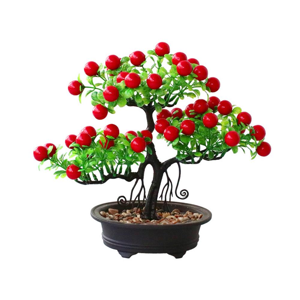 Colorful Simulation  Bonsai Ornament Lifelike Artifical Fortune Fruit Fake Flower Plant Potted Decoration For Home Office Desk