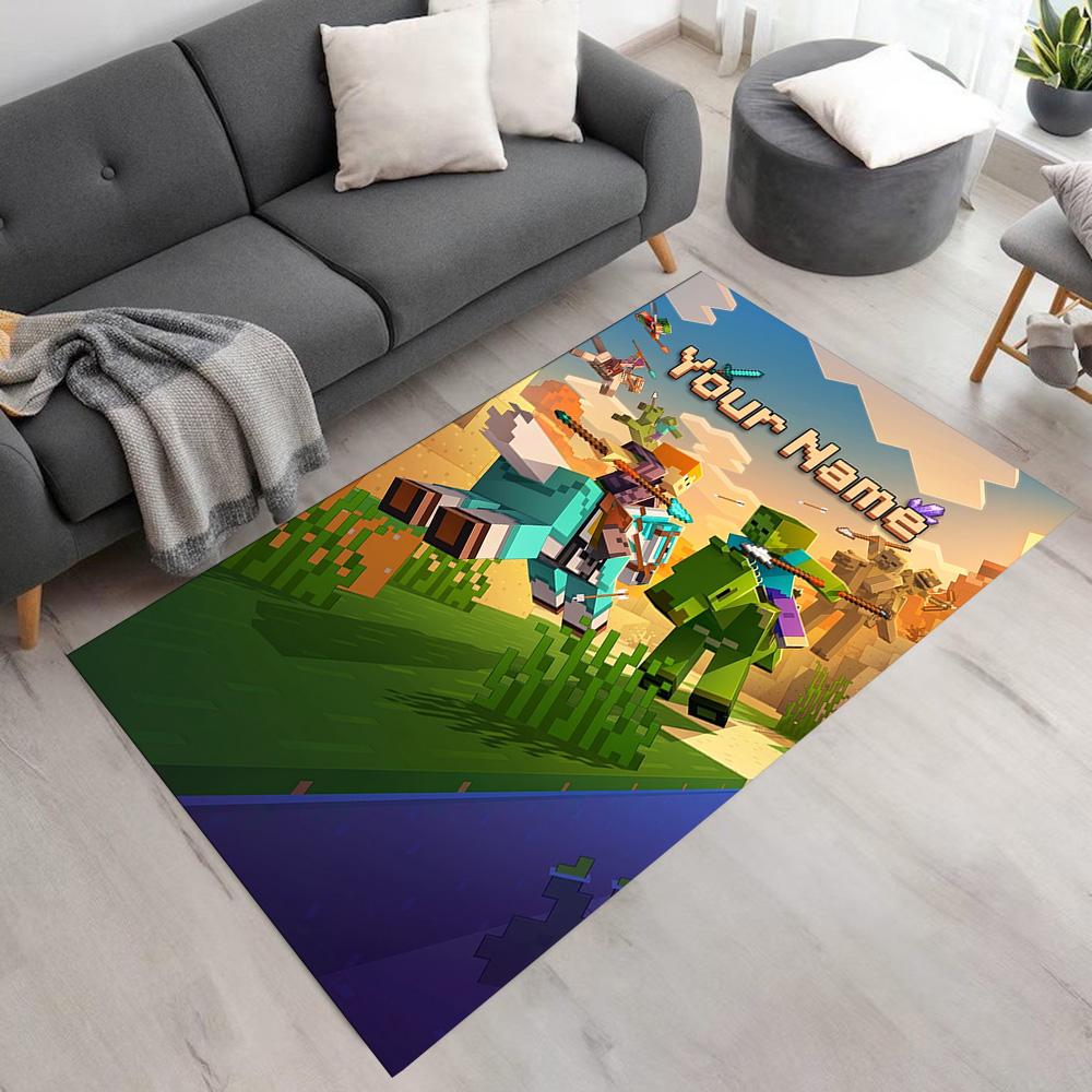 Minecraft Personalized Name Area Rug Suitable for Entryway Bedrooms Game Room Living Rooms Anti-slip Rug Decorate Offices Best for Christmas