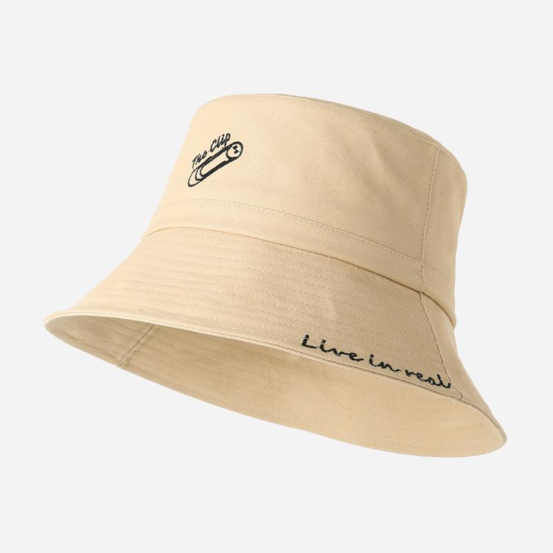 Summer Embroidery Letter Pattern Bucket Hat Fashion Girls Outdoor Sun Beach Fisherman Cap Classic Girly Casual Bob Panama Hat