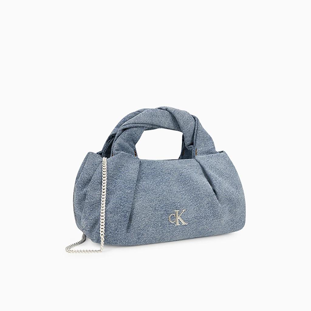 Calvin Klein Niche Knot Design Letter Cloud Bag Fabric Tote Bag Medium Women Bags Light-Blue 4K3198G-VGO
