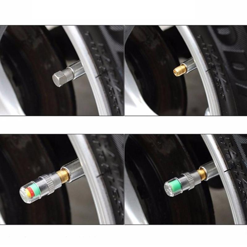 Pack Of 4 Car Tire Pressure Monitoring Cap with Real Time Detection Color Alert for Vehicles Pressure Monitor Stem Cover