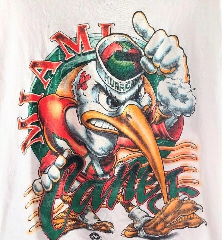 Университетская футбольная команда Miami Hurricanes 90-х Классическая vtg S-5XL Унисекс Футболка XXXL