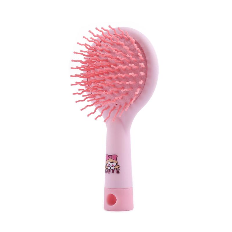 Cute Cartoon Air Cushion Comb for Girls and Teens: Portable Hairbrush with Mirror and Massage Feature.