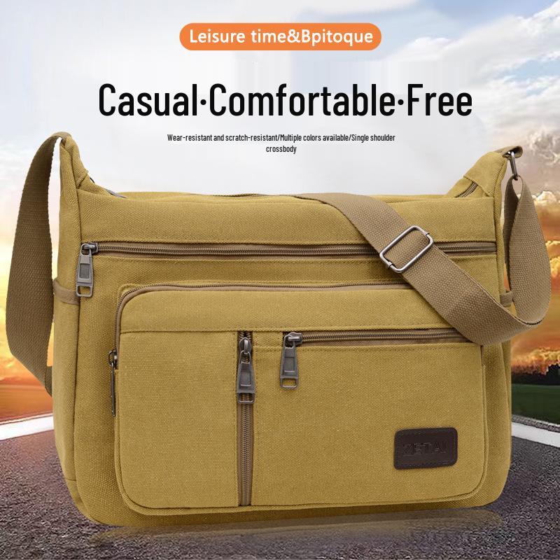 Męska płócienna torba crossbody - Wielowarstwowa, o dużej pojemności, wszechstronna, codzienna biznesowa i sportowa torba na ramię.