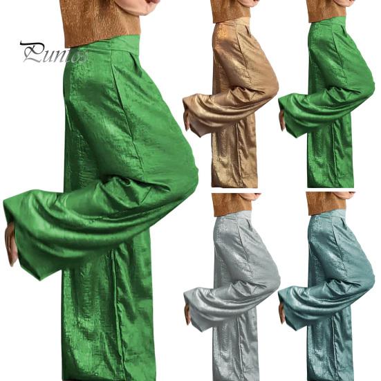 Dámské Dlouhé kalhoty Elastické Kalhoty s vysokým pasem Ležérní Kovové Jednobarevné Široké Kalhoty Kancelář Párty Práce Volnočasové kalhoty