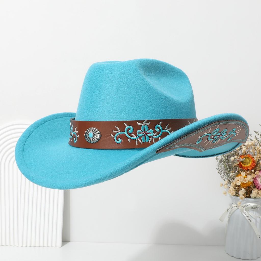 Bohemian-style Suede Western Cowboy Hat with a Rolled Brim, Ethnic-inspired Felt Hat for Men, Women, and Couples