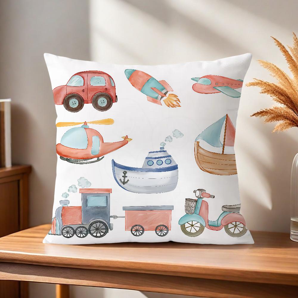 ART Transportation Cars Truck Boat Racing Soft Pillow Case for Sofa Living Room Home Office Decor Protective Covers Without