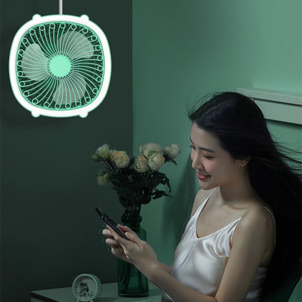 Multi-function Desktop Fan With LED Light Rechargeable Camping Ceiling Portable Fans  Electric USB Charging Cooling Appliances