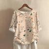 Women's Fashionable And Casual Shirt Half-sleeve Round Neck Print Blouse Top