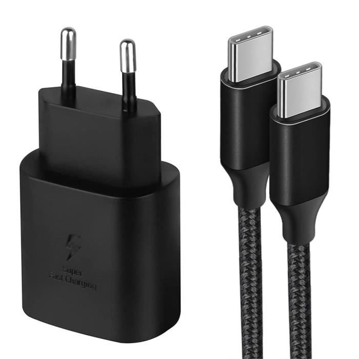 Chargeur secteur - BOOLING - 25W - USB-C - Câble Nylon 1M - Compatible iPhone 15/16