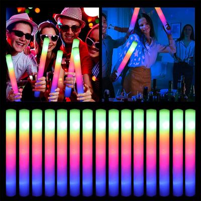 30Pcs LED Glow Sticks Bulk Colorful RGB Glow Foam Stick Cheer Tube Dark Light for Xmas Birthday Wedding Party Supplies KTY