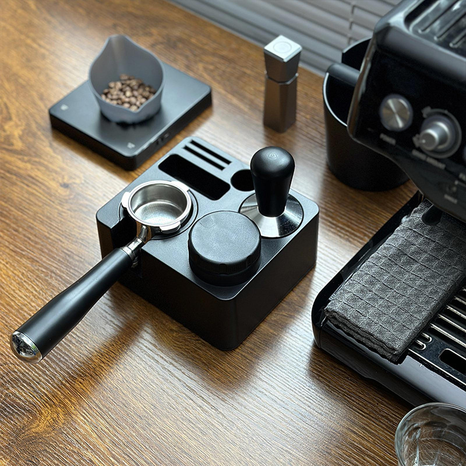 

Станция темперовки кофе Держатель темпера Противоскользящий Подарок для дома, кухни, кофе чёрный