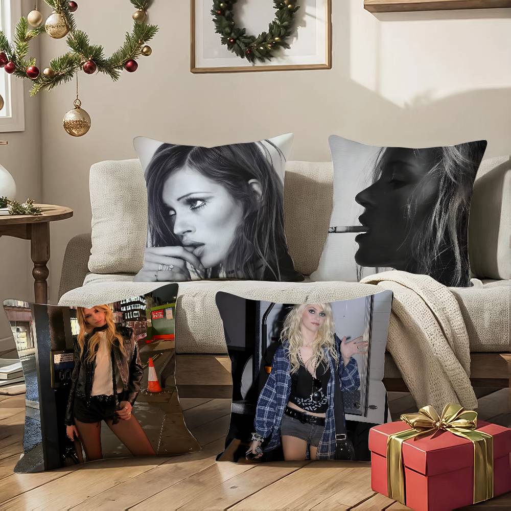 Classic Fashion Art Kate Moss-M Pillow Case Silky Elegant Comfort Sofa Bed  Invisible Zipper Beach Pillowcase