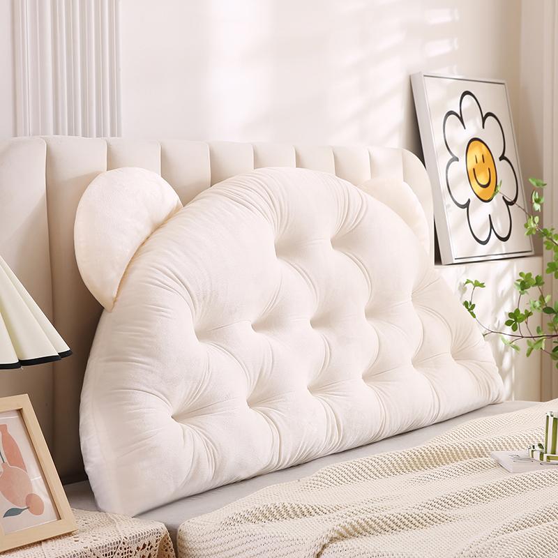 

Velvet Bear Ear Kids Upholstered Headboard, Back Pillow For Sitting Up In Bed, Back Support For Leaning Wall 1pc 90x55cm