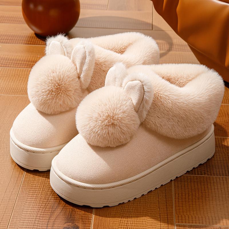 Cotton slippers winter bag heel home interior 2025 new platform plush with heel cotton shoes
