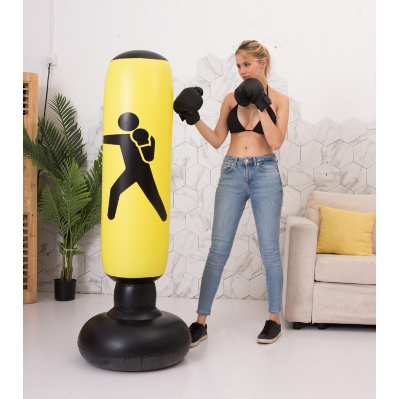 160cm Inflatable Freestanding Punching Bag Adults - PVC Heavy Duty Boxing Training Dummy With Base Stability