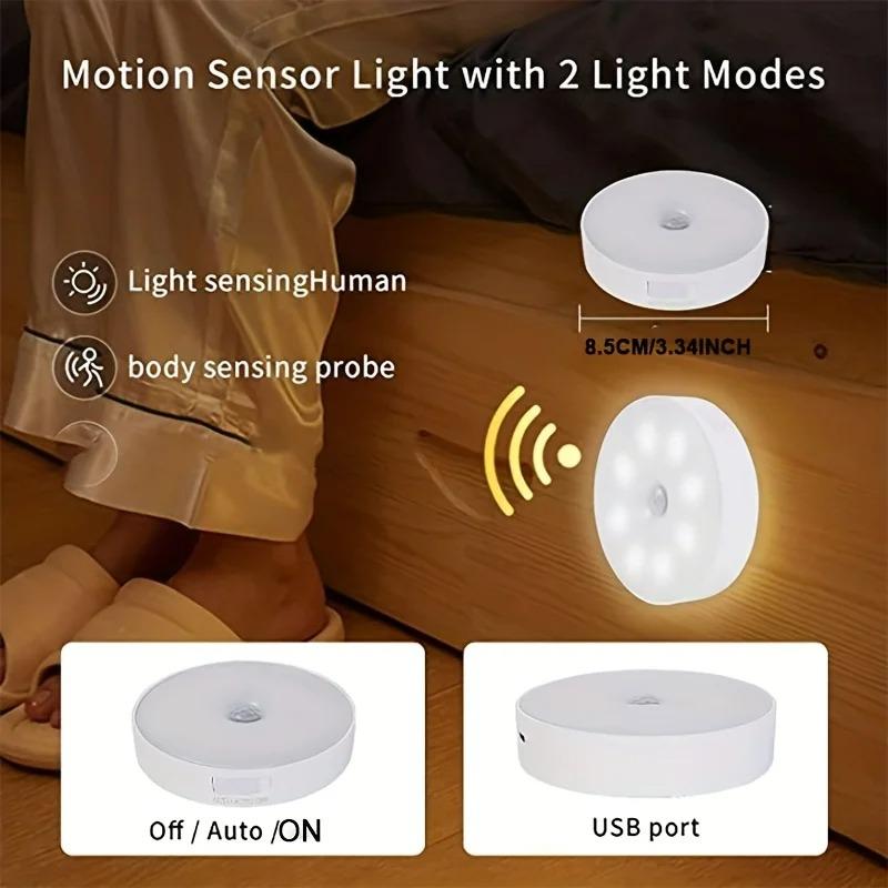 3-Pack  LED Closet Lights Wireless Motion Sensor Puck Light USB Rechargeable under cabinet lights for Kitchen Pantry Wardrobe