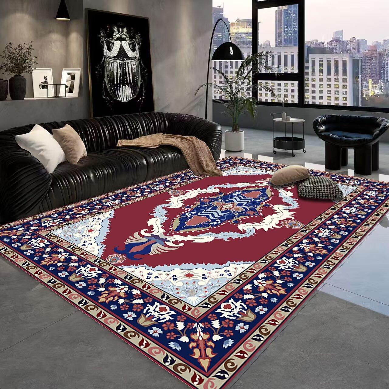 Retro Persian Luxury Carpets Large Area Living Room Boho Non-slip Rugs Soft Floor Mat for Bedroom Chairs 60*90cm