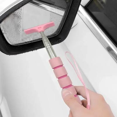 Car Rearview Mirror Handheld Wiper Wiper Stainless Steel Telescopic Retractable Layered Brush Head Window Wash Cleaning Brush