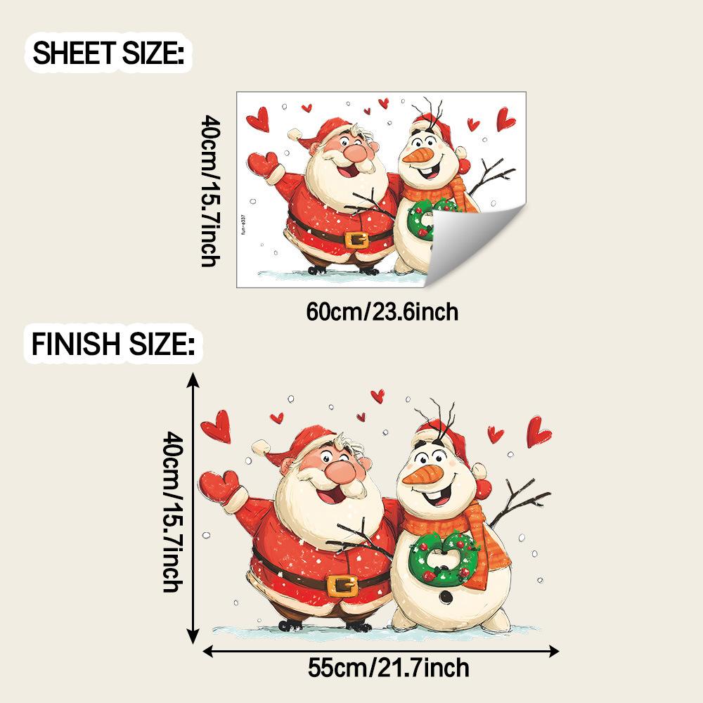 

Мультяшные Дед Мороз и Снеговик Празднуют Домашний Фестиваль Декоративные Наклейки на Стену