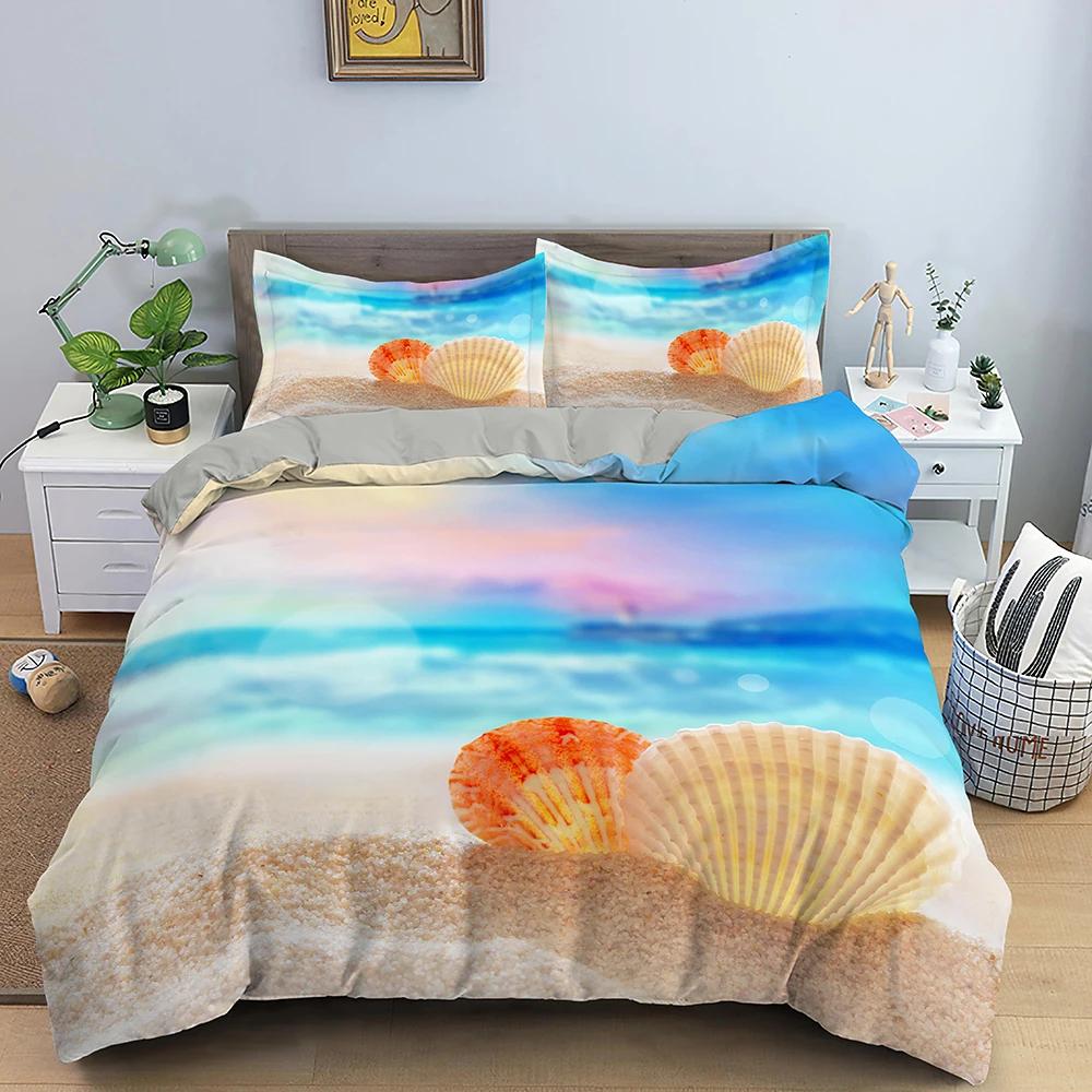 Starfish Duvet Cover Conch Beach Pattern Bedding Set For Kids Bedroom 3D Quilt Cover Ocean World Comforter Covers Home Textile