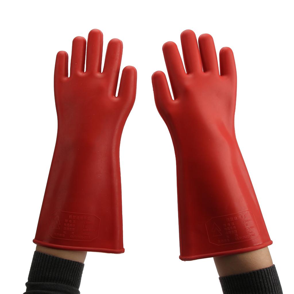 Pair of Electrical Insulated Gloves Natural Rubber Anti Electricity 10000V High Voltage Insulating