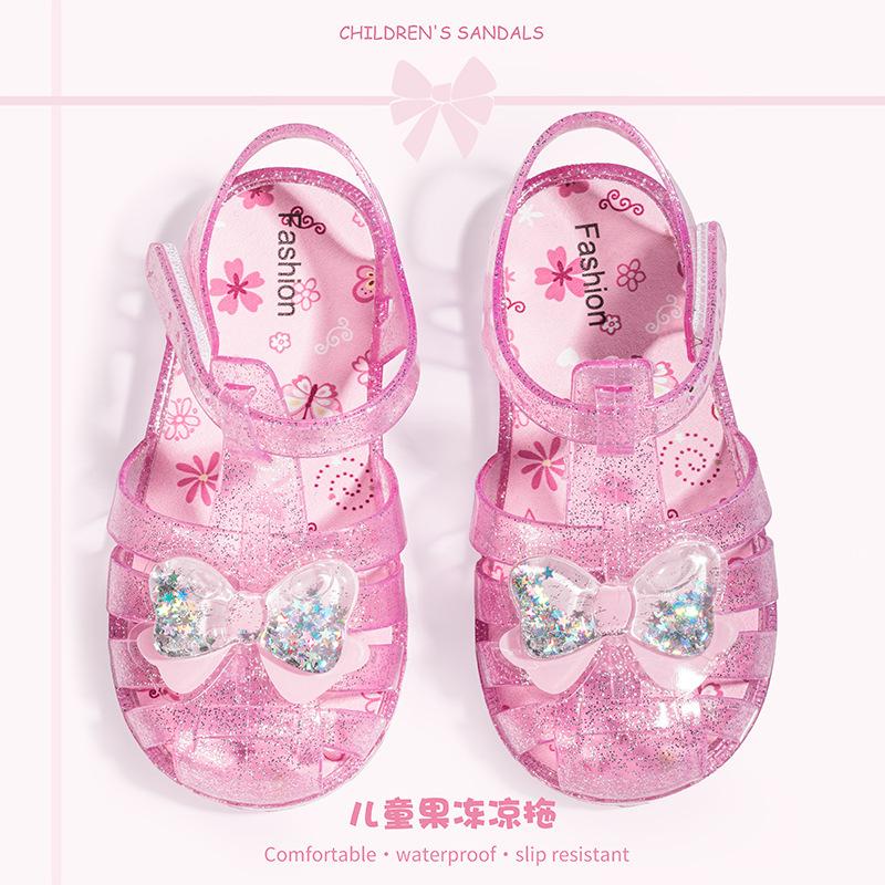 Prinzessinnen-Sandalen für Mädchen - Sommer-Kindersandalen für den Strand - Kopf-förmige Jelly-Schuhe - Kristallschuhe
