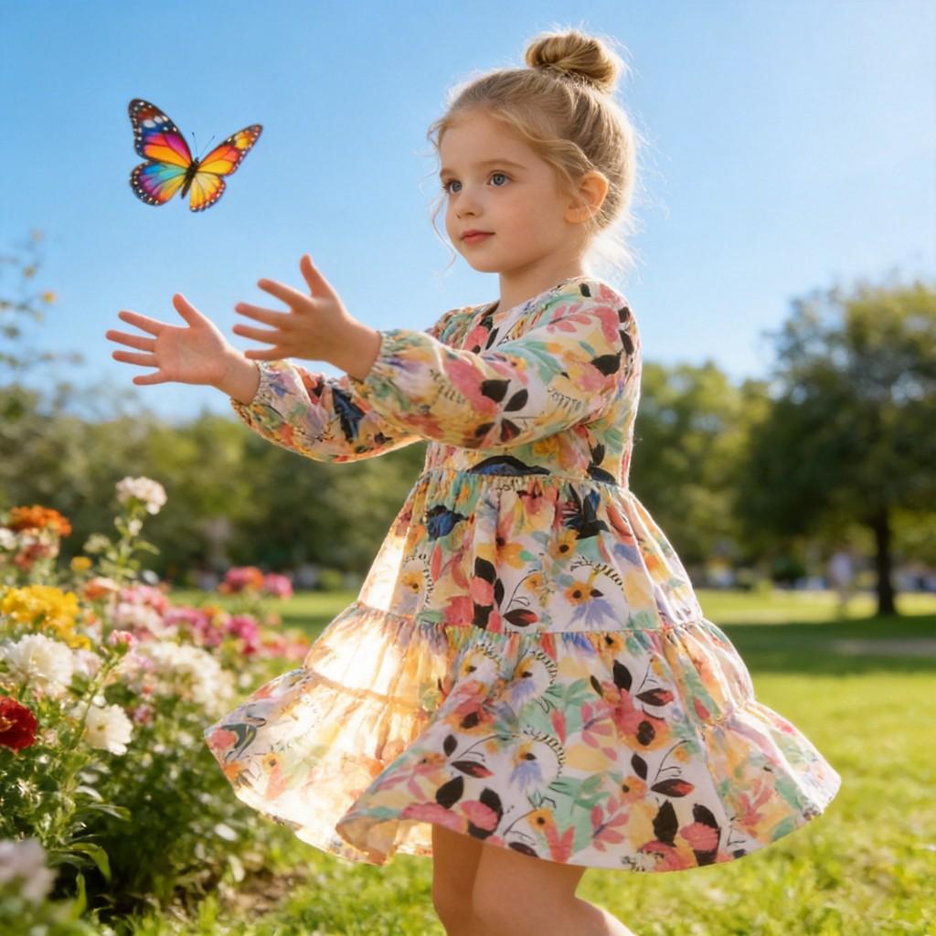Girl Dress With Cotton Fabric For Princess Style Casual Wear