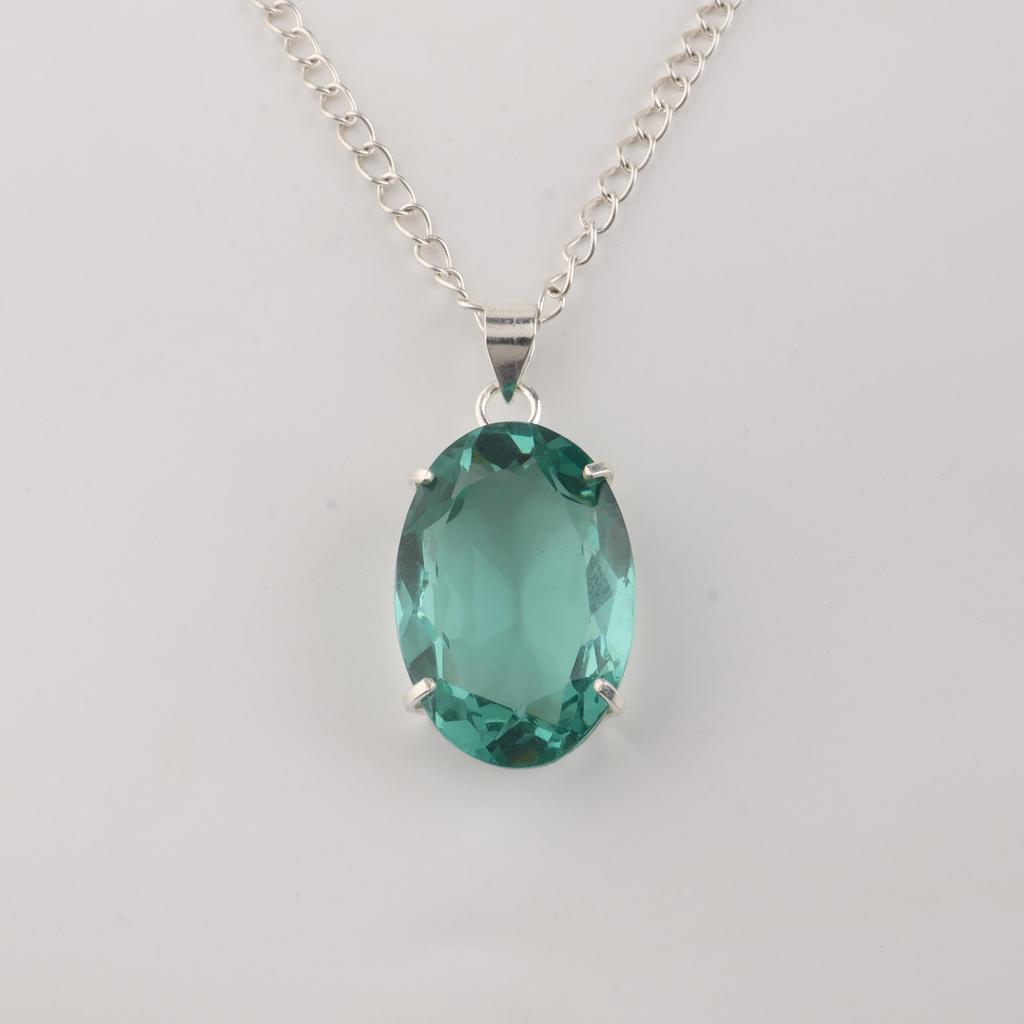 Green Apatite Gemstone Silver Pendant, 925 Sterling Silver Handmade Pendant, Silver Jewelry For Mother/Wife PP-64-2