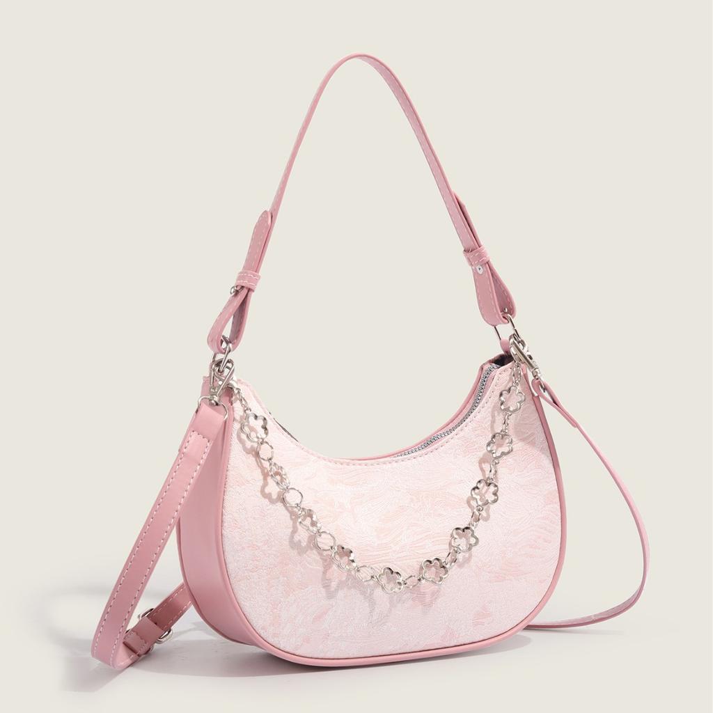 Underarmsväska för kvinnor Trendig höstmodedesign Axelväska Crossbody Liten fyrkantig väska Fairy Pink Halvmåneväska