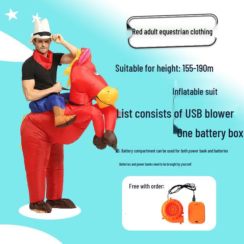 Aufblasbares Cowboy-Kostüm für Erwachsene & Kinder zum Reiten – Lustiger Festival-Performance-Anzug
