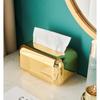 Luxury Golden Tissue Boxes Storage Napkin Holder Kitchen Tissue Box Paper Case Organizer Ornament Craft Desktop Tissue Holder