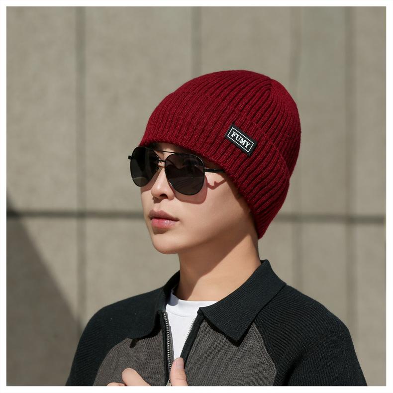 Herren Winter Strickmütze Samt Dick Warm Wollmütze Outdoor Reiten Winddichte Mütze